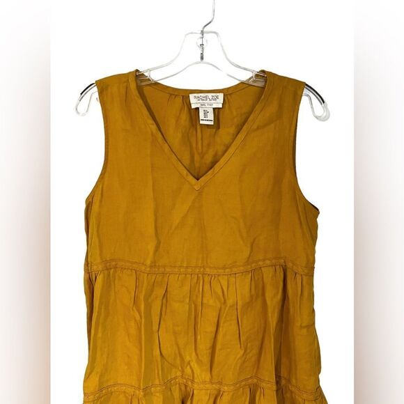 Rachel Zoe Linen Mustard Yellow Tiered Sleeveless Dress - Picture 2 of 4